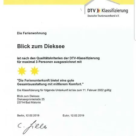 Ferienwohnung Blick Zum Dieksee Apartman